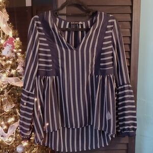 Black tape Indigo sheer blouse NWT